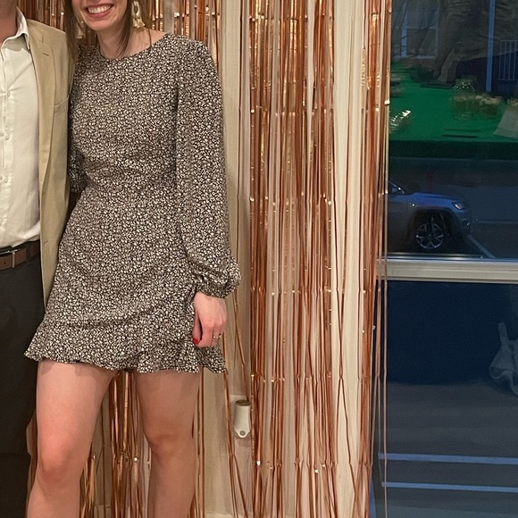 Lulus Black Floral Long Sleeve open back dress - Picture 3 of 6